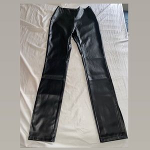 Slit Hem PU Leather Skinny Pants